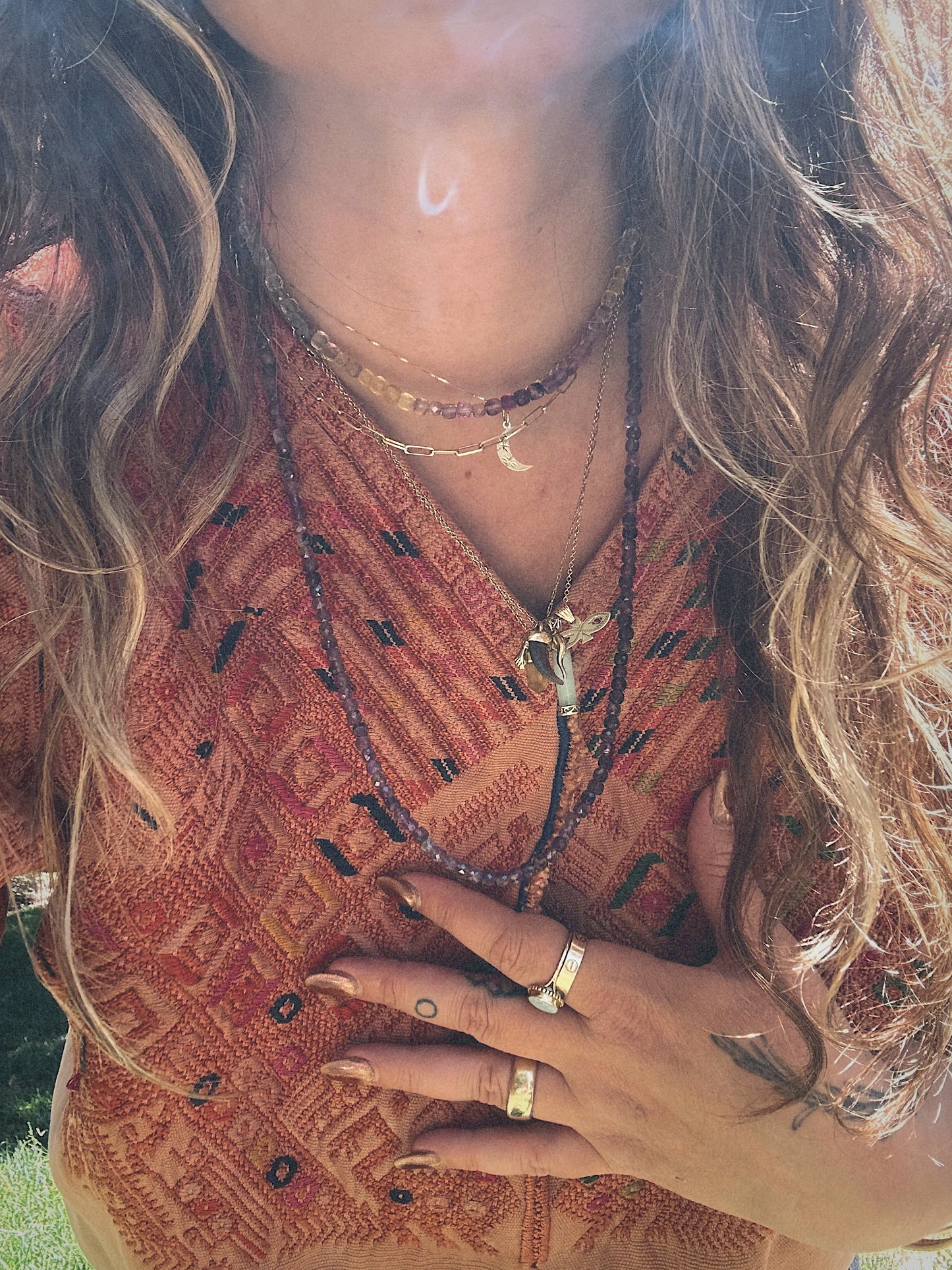 Gem Necklace in Rainbow Fluorite