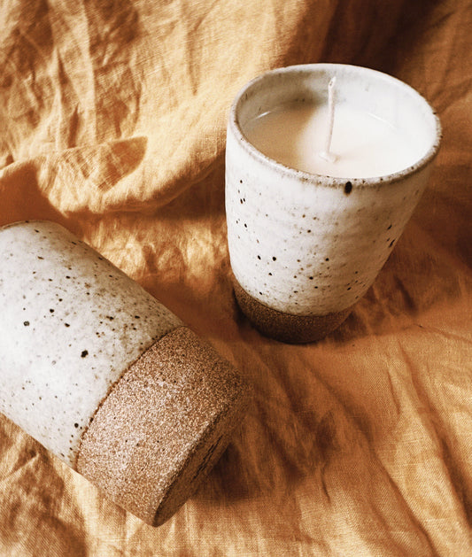 Matte Mushroom Stoneware Candle .:. Piñon x Lavender x Rosemary