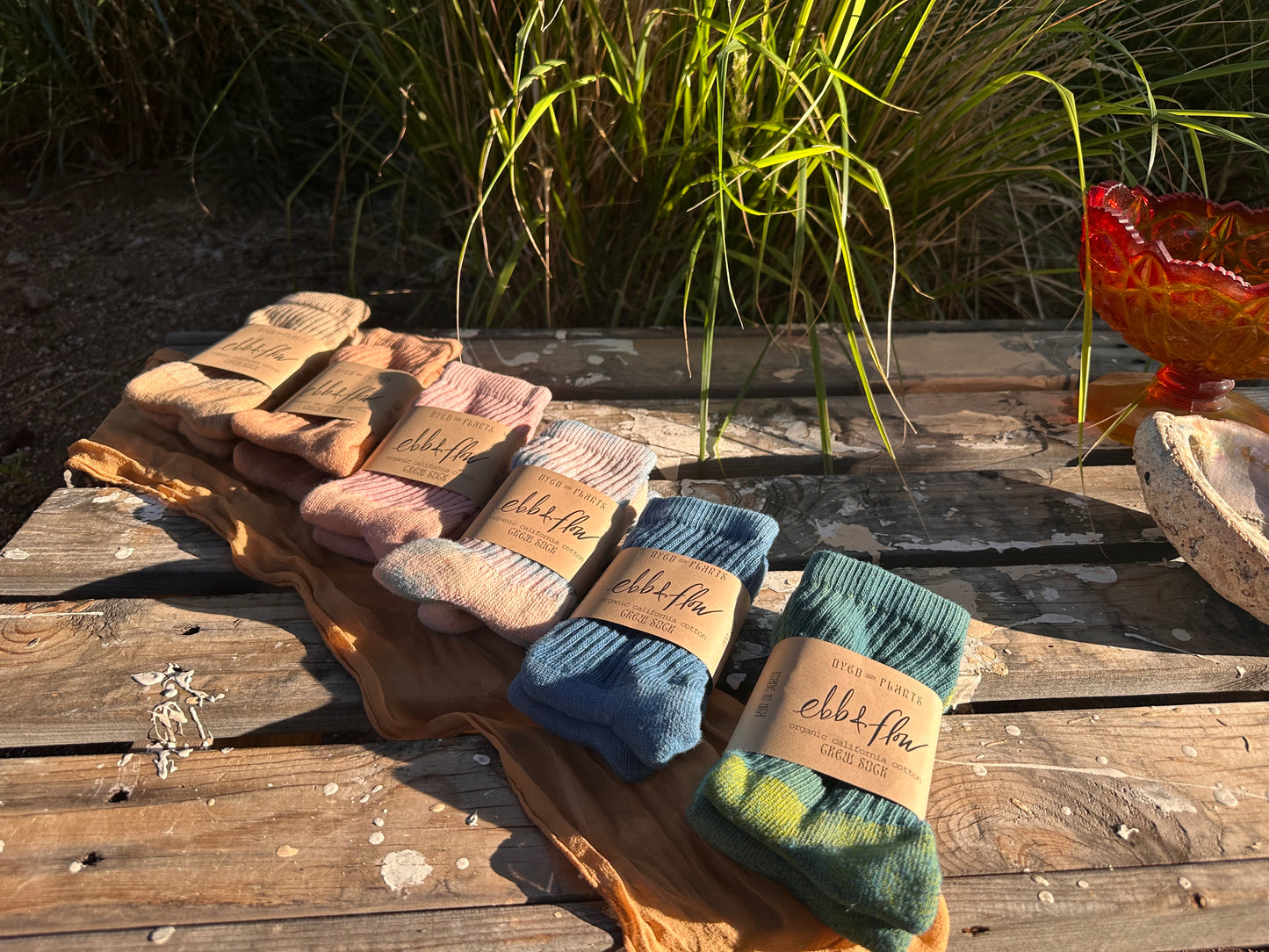 Organic Cotton Crew Sock - Plant Dyed ꩜ 6 Colors