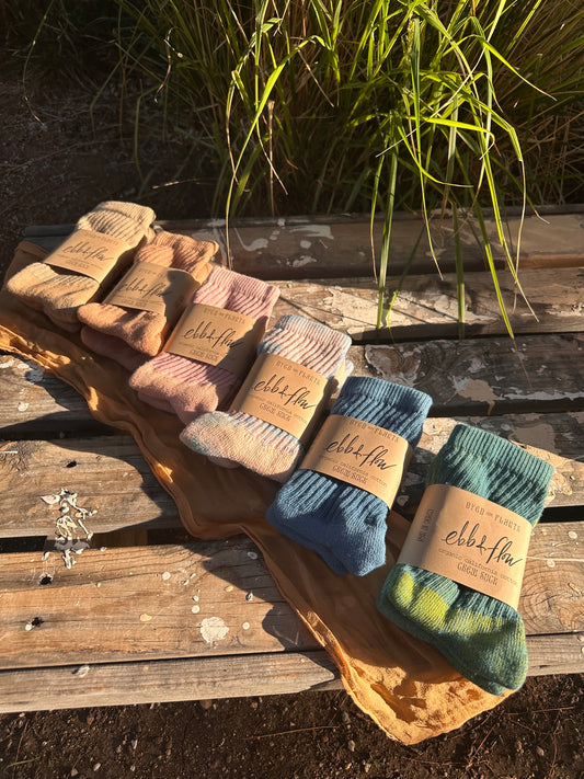 Organic Cotton Crew Sock - Plant Dyed ꩜ 7 Colors