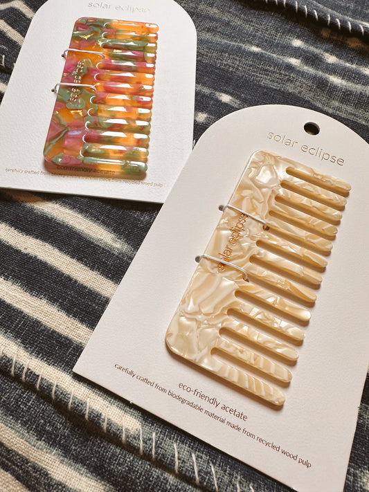 Dentangling Wide-Tooth Acetate Comb - Large - Shell & Wildflower