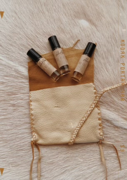Leather Rollerball Medicine Set - Buckskin