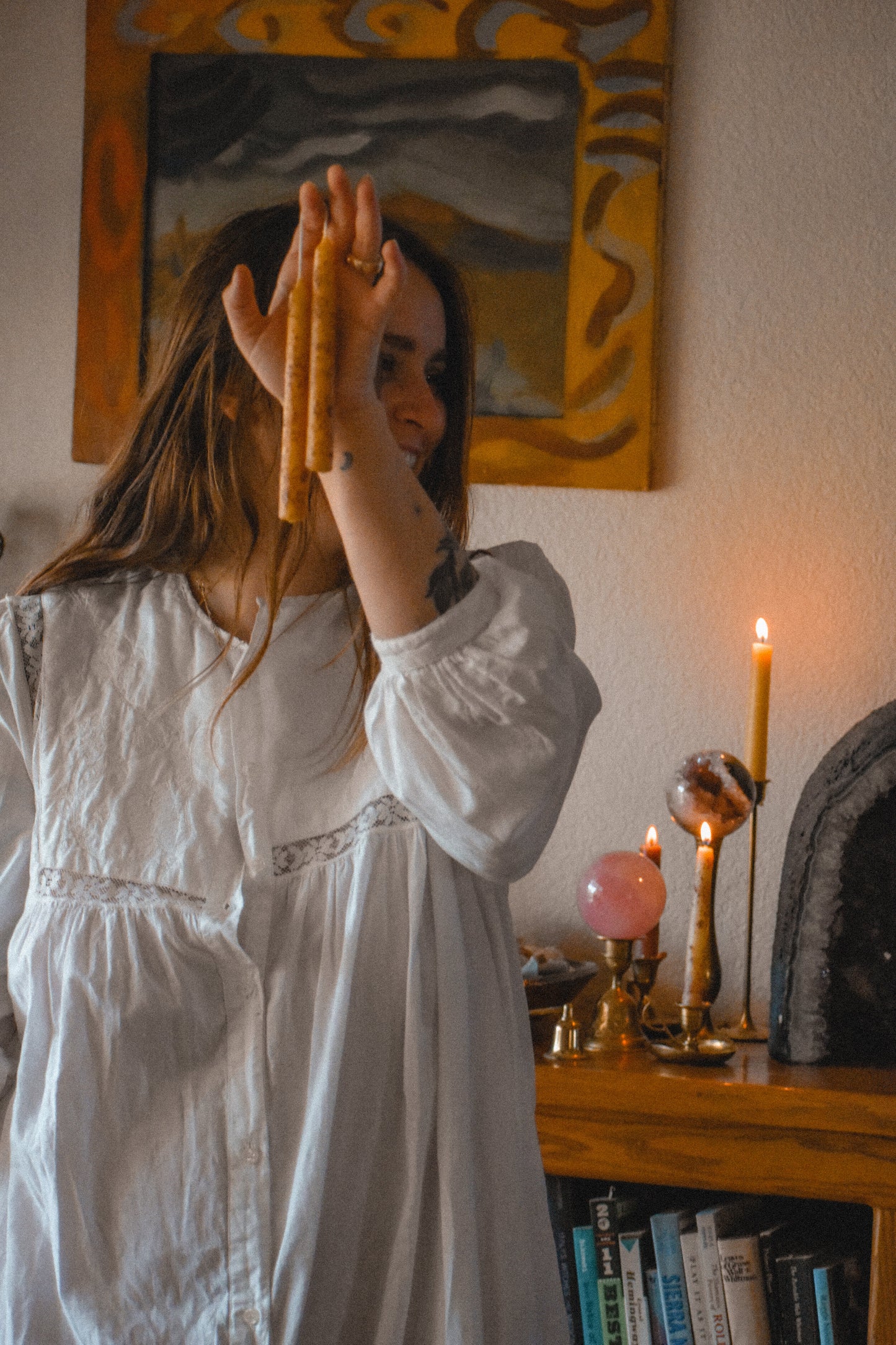 Beeswax + Rose Ritual Taper Candles