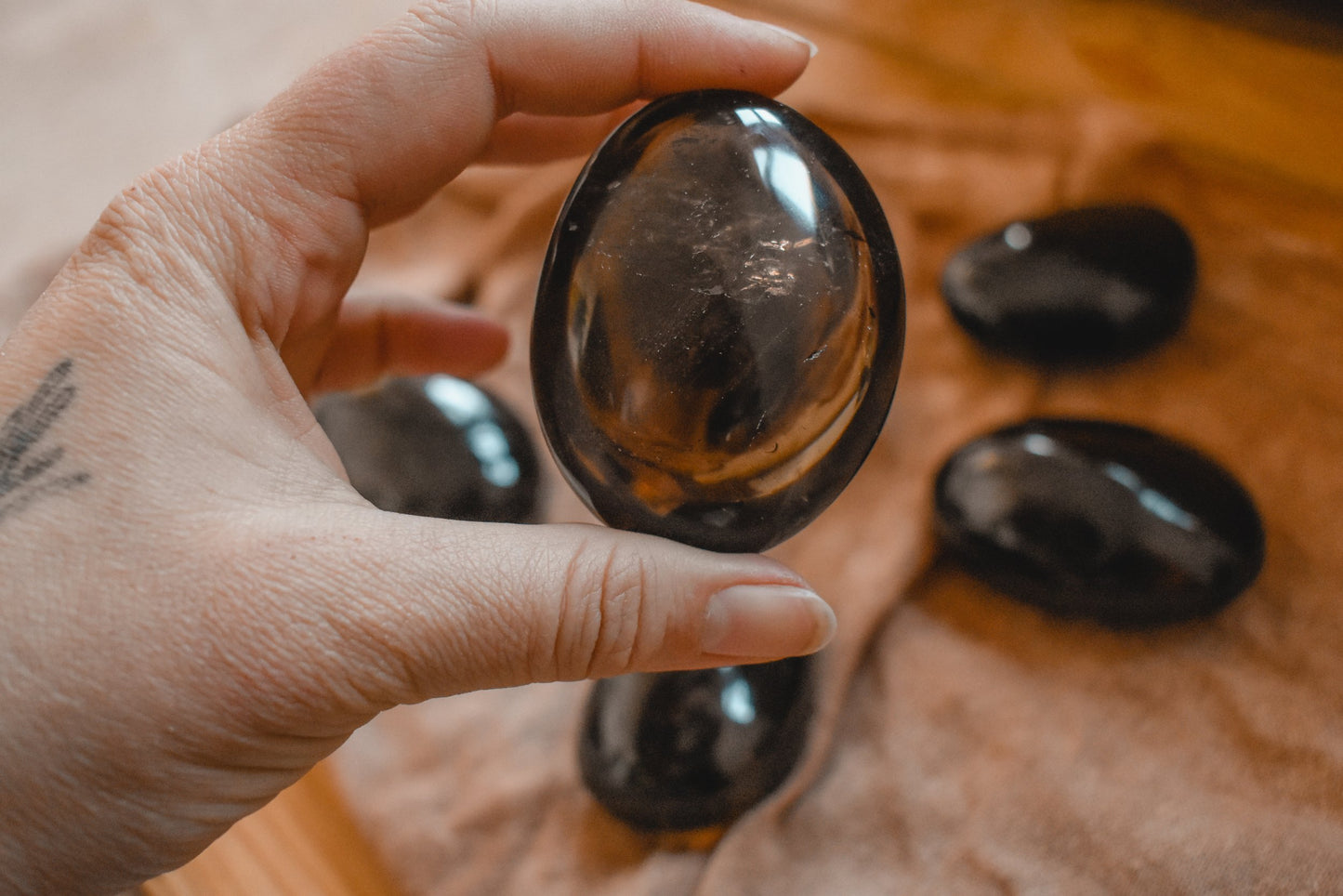 Smoky Quartz Palm Stone