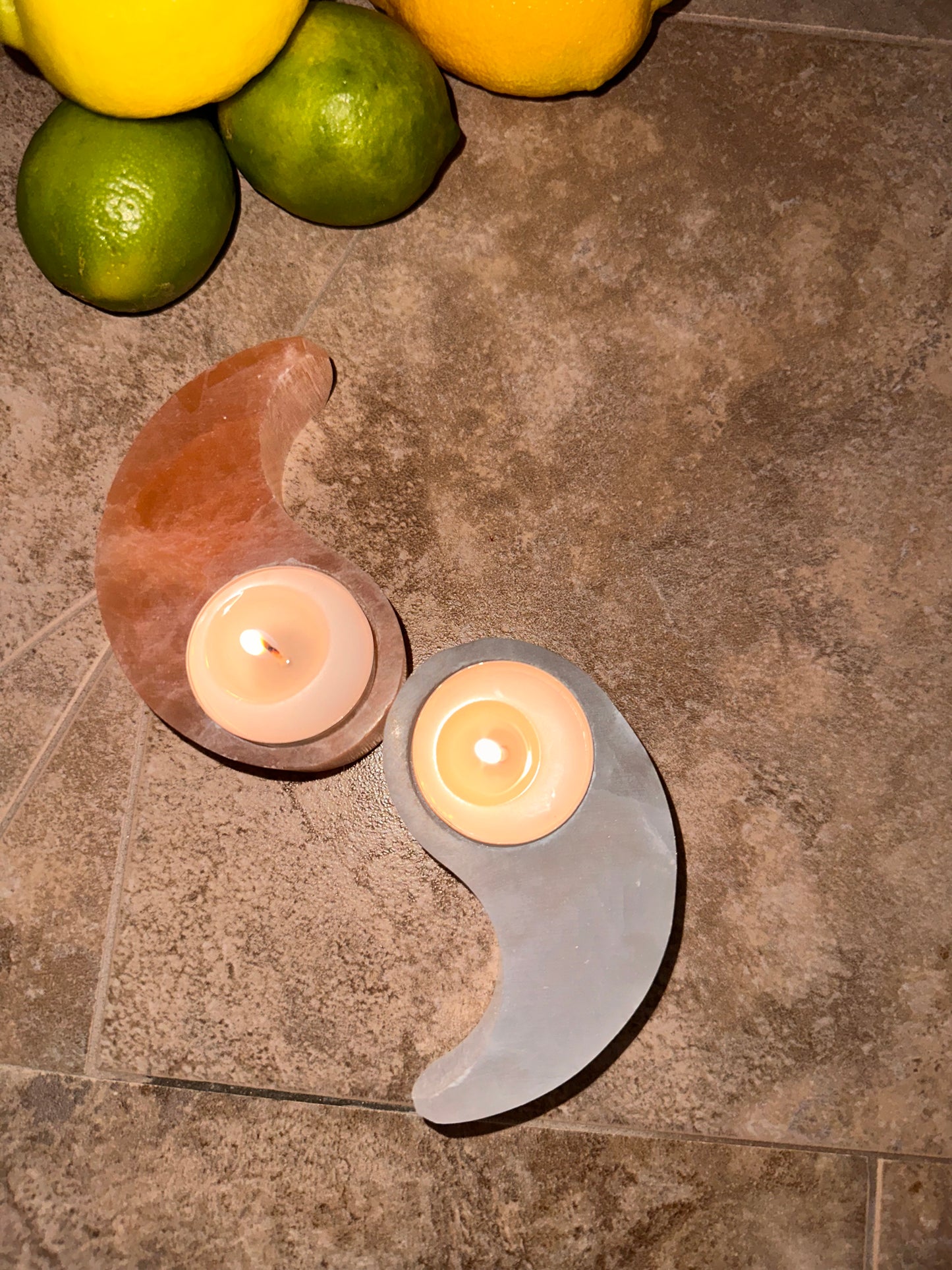 Yin Yang Selenite Candle Holder