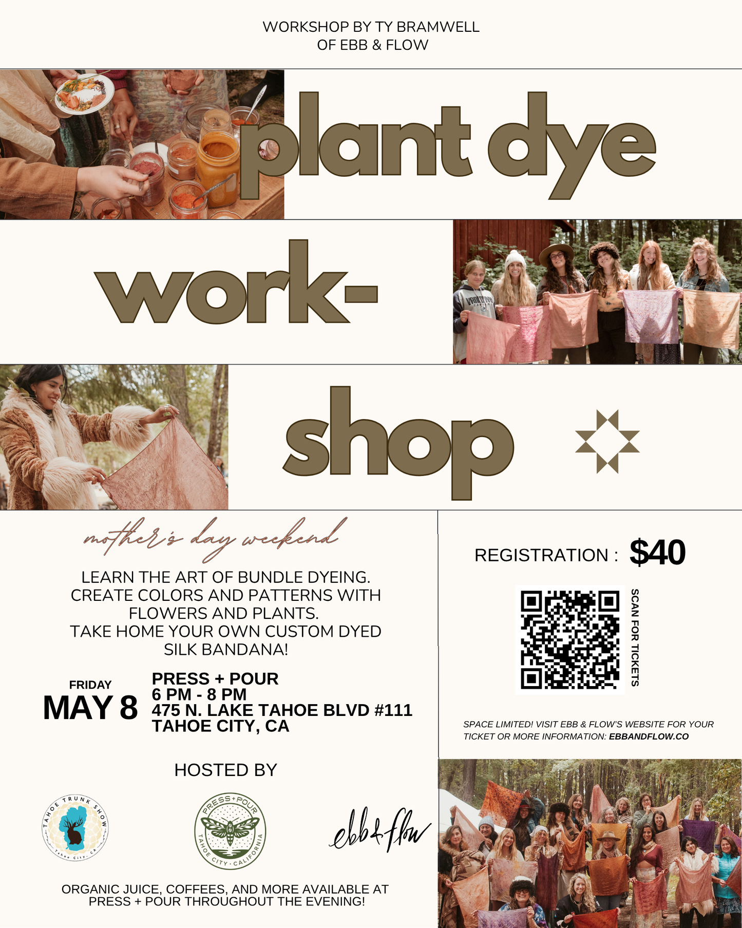 Plant Dye Workshop - Silk Bandanas - Press + Pour Tahoe City 5/8
