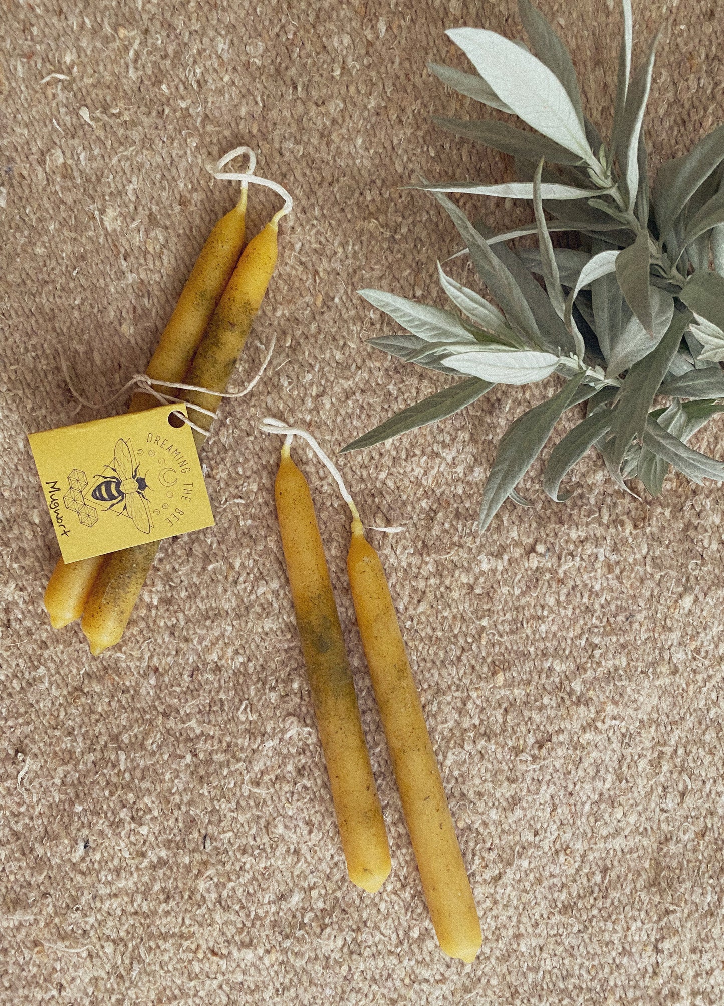 Mugwort Beeswax Taper Candles