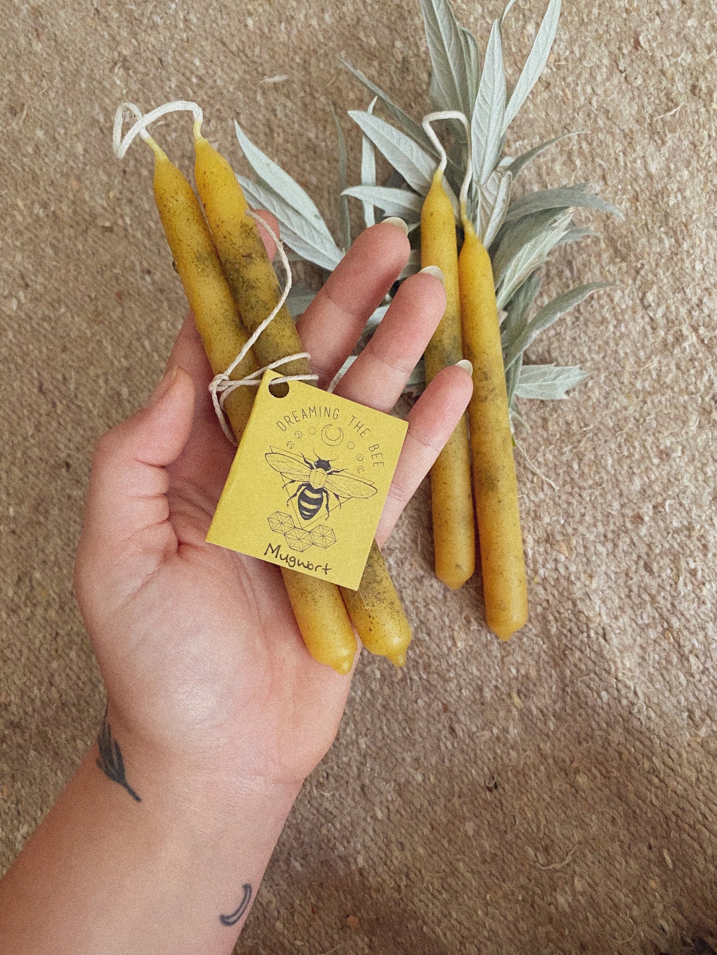 Mugwort Beeswax Taper Candles